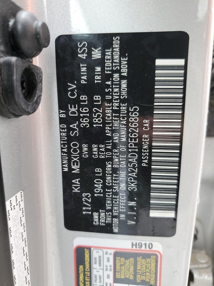 2023 Kia Rio S VIN: 3KPA25AD1PE626865 Lot: 90478745