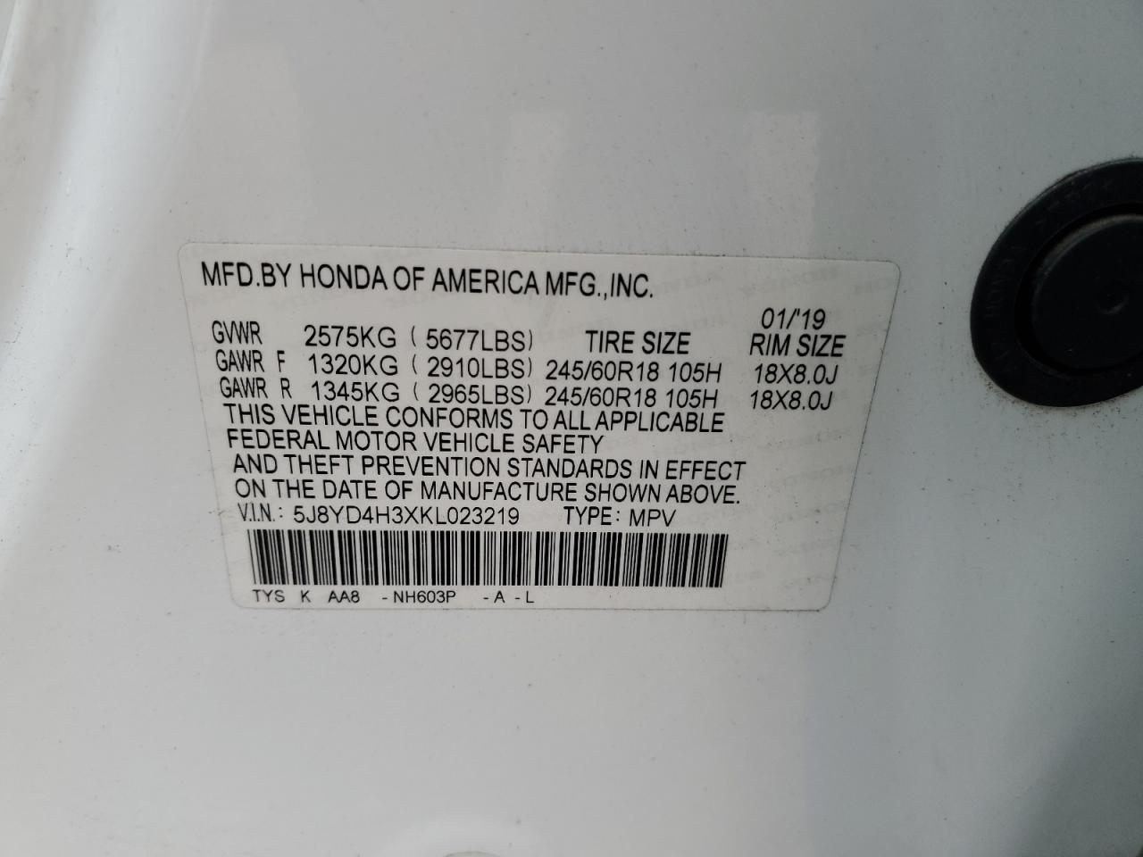 2019 Acura Mdx VIN: 5J8YD4H3XKL023219 Lot: 81979775