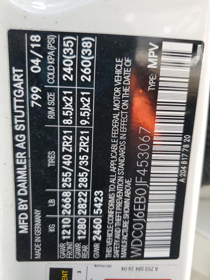 2018 Mercedes-Benz Glc Coupe 43 4Matic Amg VIN: WDC0J6EB0JF453067 Lot: 86261365