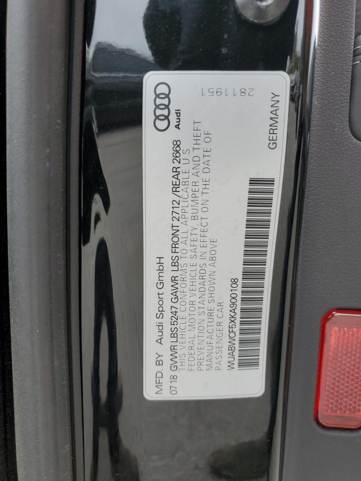 2019 Audi Rs5 VIN: WUABWCF5XKA900108 Lot: 84801915