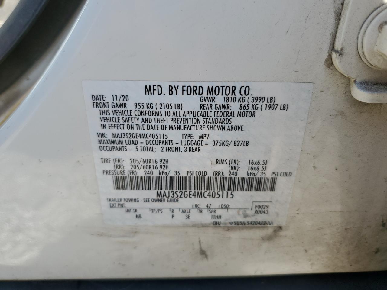 2021 Ford Ecosport Se VIN: MAJ3S2GE4MC405115 Lot: 85521365