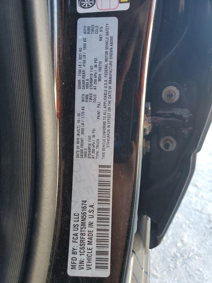 2021 Ram 1500 Big Horn/Lone Star VIN: 1C6SRFBT5MN561674 Lot: 82466055