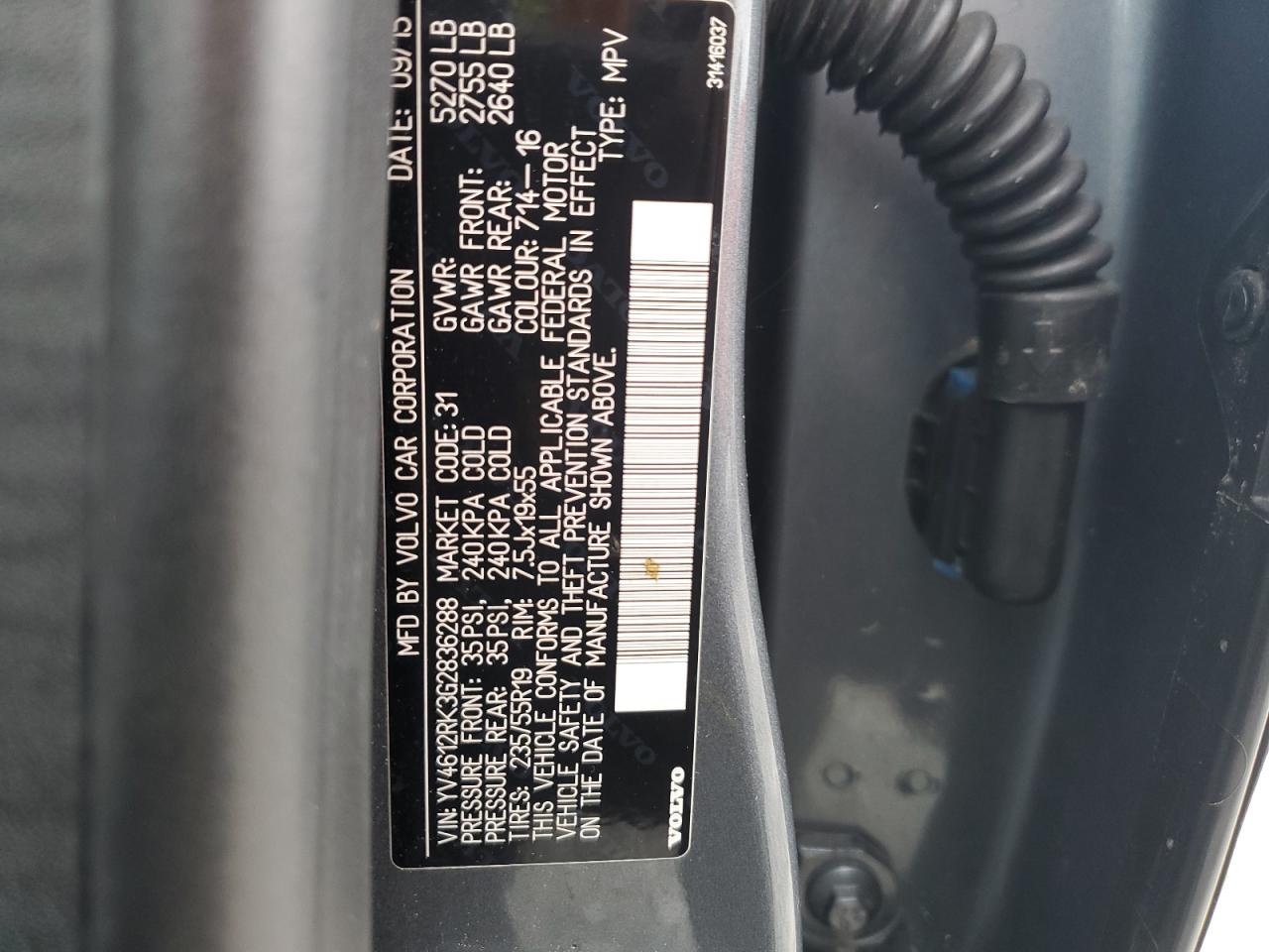 2016 Volvo Xc60 T5 Premier VIN: YV4612RK3G2836288 Lot: 80032265