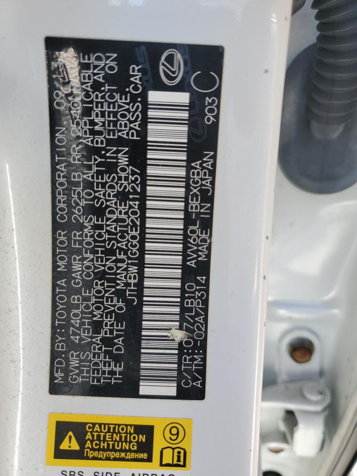 2014 Lexus Es 300H VIN: JTHBW1GG0E2041237 Lot: 84551835