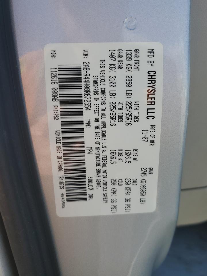 2008 Chrysler Town & Country Lx VIN: 2A8HR44H08R672554 Lot: 90332455