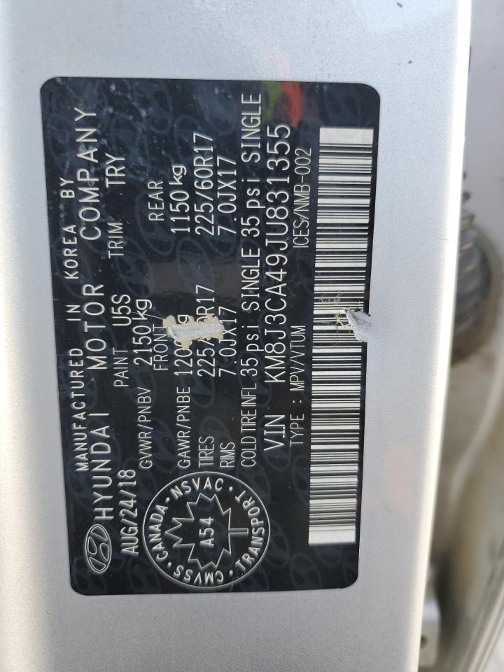 2018 Hyundai Tucson Sel VIN: KM8J3CA49JU831355 Lot: 86315845