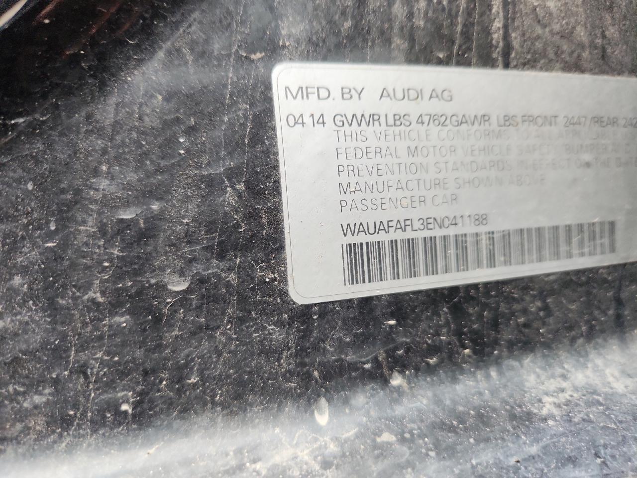 2014 Audi A4 Premium VIN: WAUAFAFL3ENC41188 Lot: 86679615