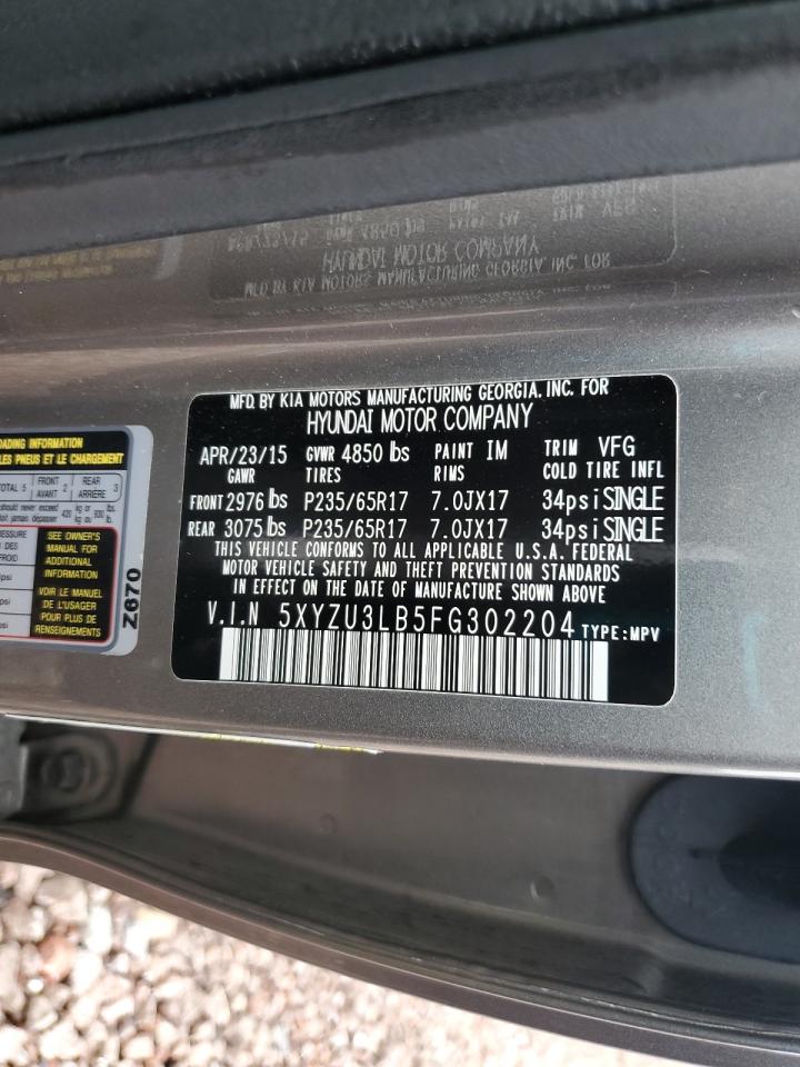 2015 Hyundai Santa Fe Sport VIN: 5XYZU3LB5FG302204 Lot: 82391155