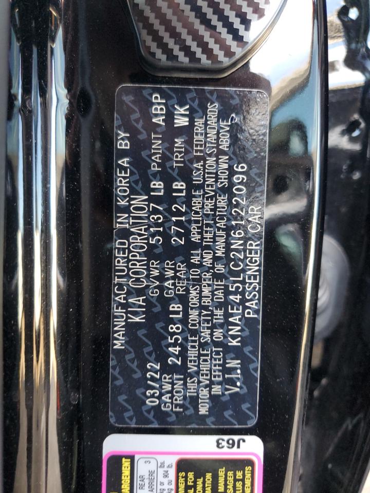 2022 Kia Stinger Gt1 VIN: KNAE45LC2N6122096 Lot: 89629725