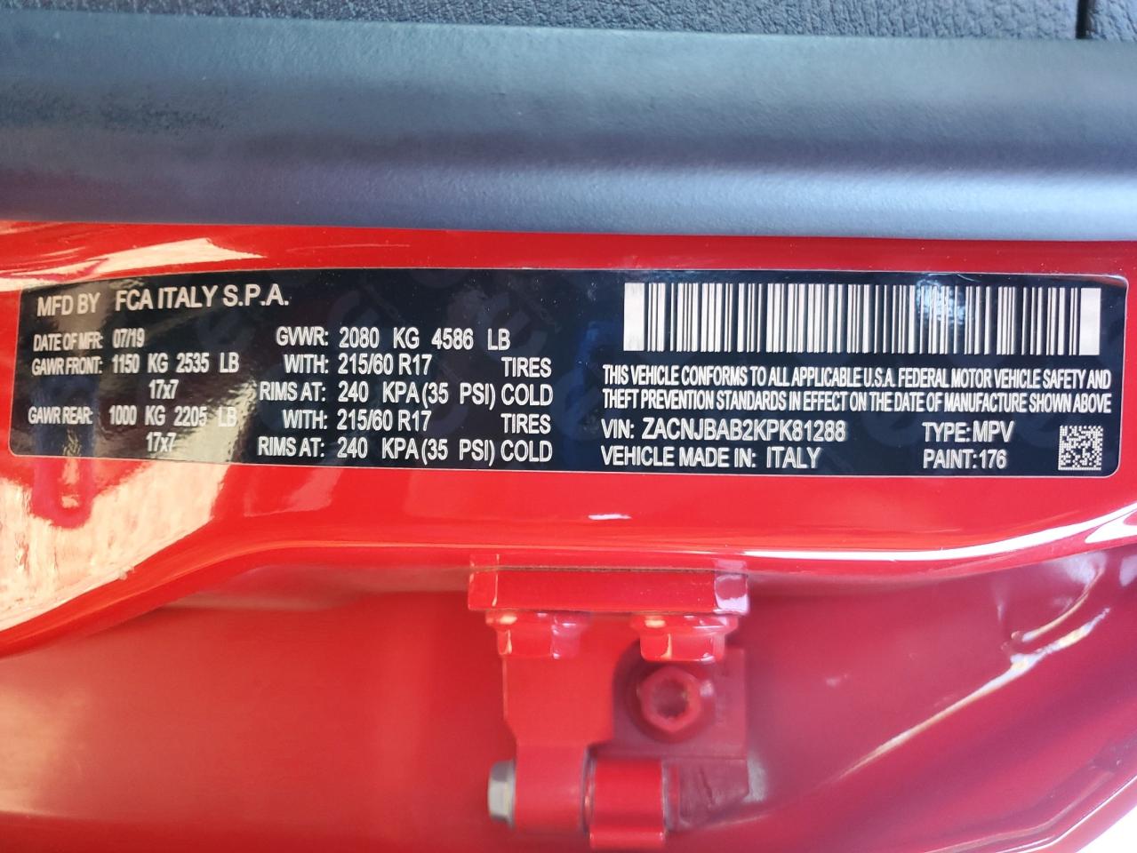 2019 Jeep Renegade Sport VIN: ZACNJBAB2KPK81288 Lot: 86770045