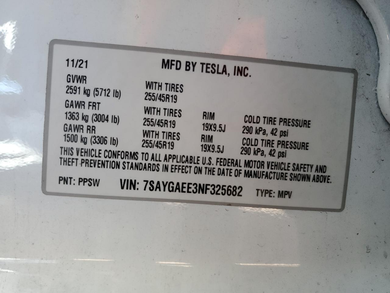 2022 Tesla Model Y VIN: 7SAYGAEE3NF325682 Lot: 86126095