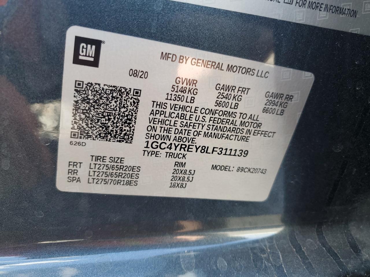 2020 Chevrolet Silverado K2500 High Country VIN: 1GC4YREY8LF311139 Lot: 82418985