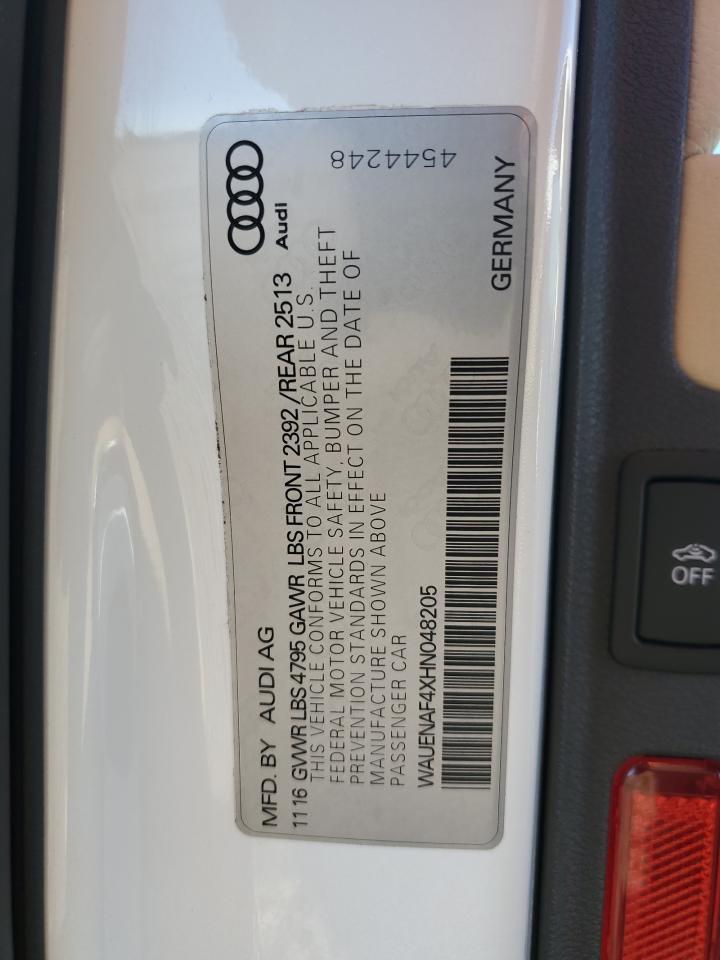 2017 Audi A4 Premium Plus VIN: WAUENAF4XHN048205 Lot: 82567215