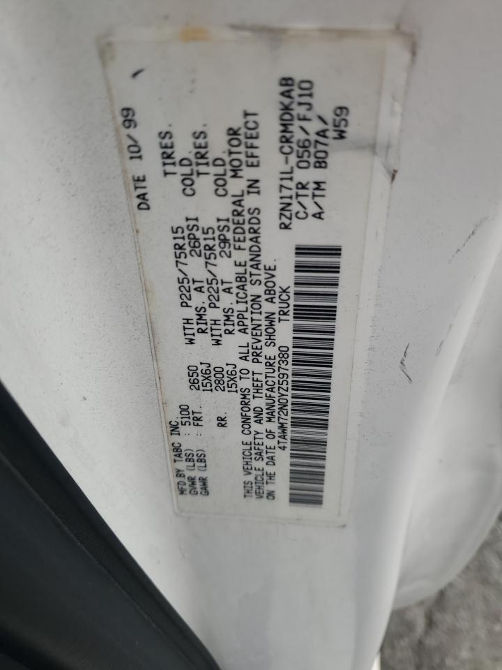 2000 Toyota Tacoma Xtracab VIN: 4TAWM72N0YZ597380 Lot: 82224075