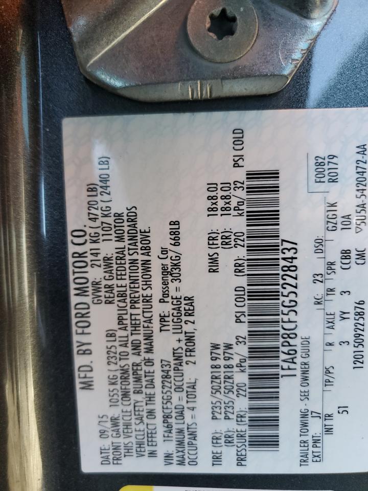 2016 Ford Mustang Gt VIN: 1FA6P8CF5G5228437 Lot: 84858595