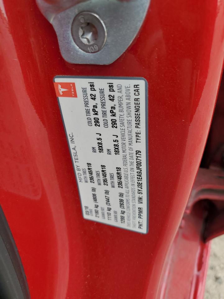 2018 Tesla Model 3 VIN: 5YJ3E1EA9JF007179 Lot: 90271955