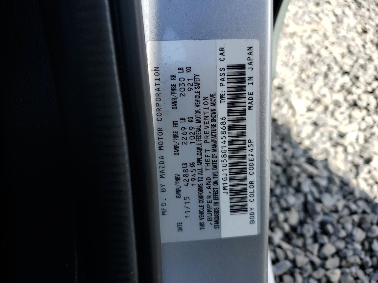 2016 Mazda 6 Sport VIN: JM1GJ1U58G1458686 Lot: 85681435