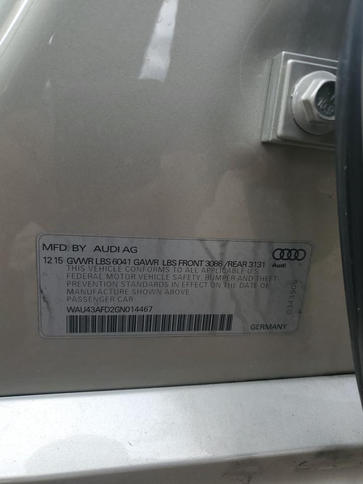 2016 Audi A8 L Quattro VIN: WAU43AFD2GN014467 Lot: 87472755