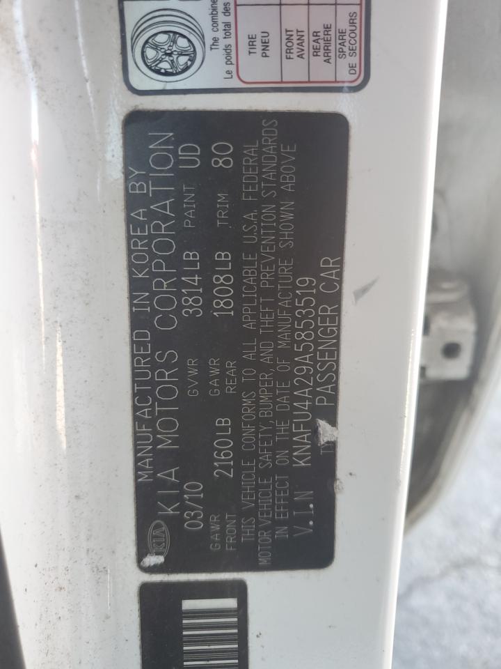 2010 Kia Forte Ex VIN: KNAFU4A29A5853519 Lot: 86329965