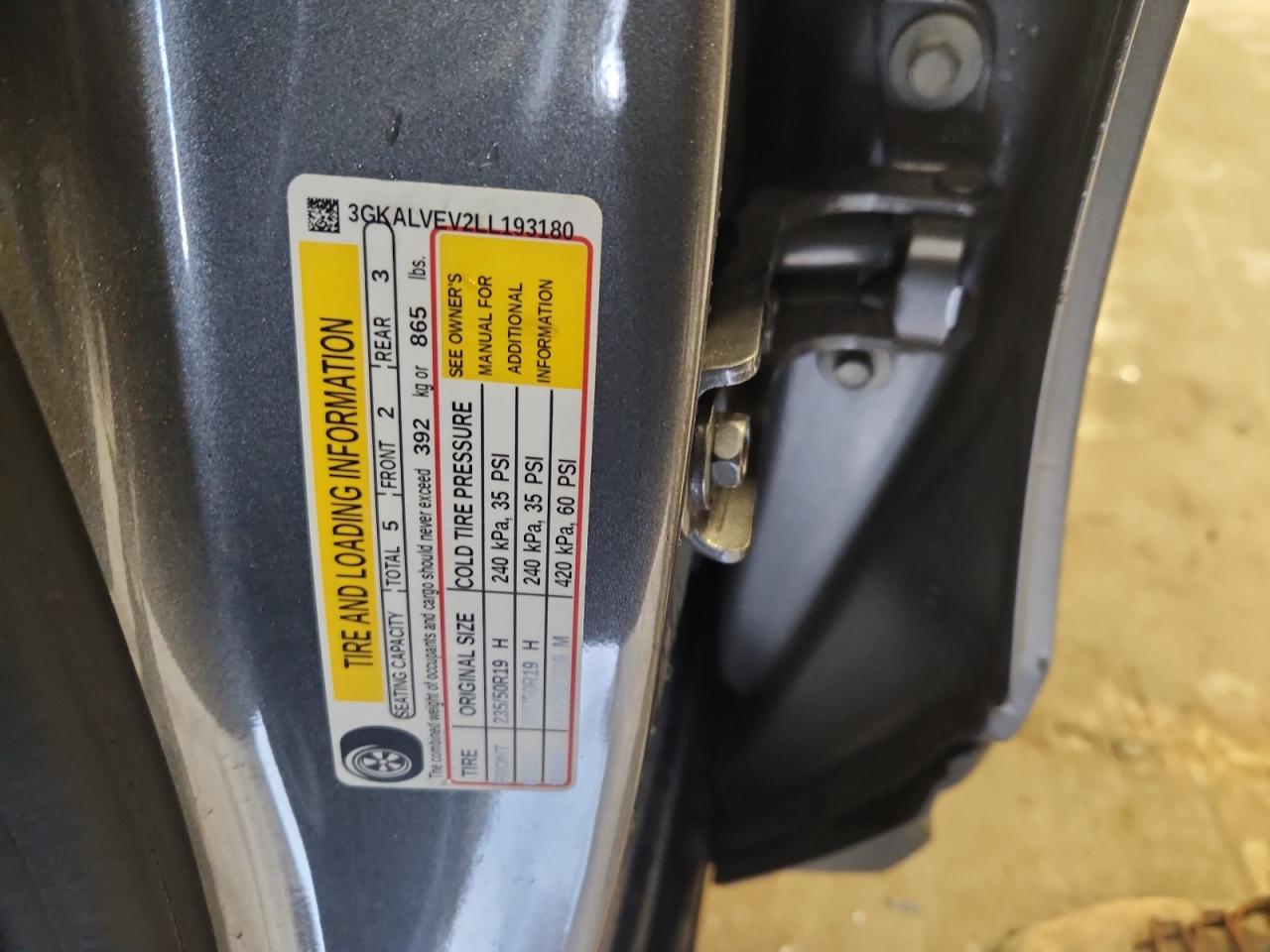 2020 GMC Terrain Slt VIN: 3GKALVEV2LL193180 Lot: 86855585