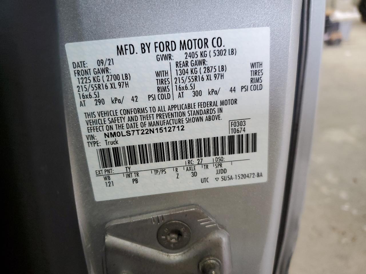 2022 Ford Transit Connect Xlt VIN: NM0LS7T22N1512712 Lot: 90673445