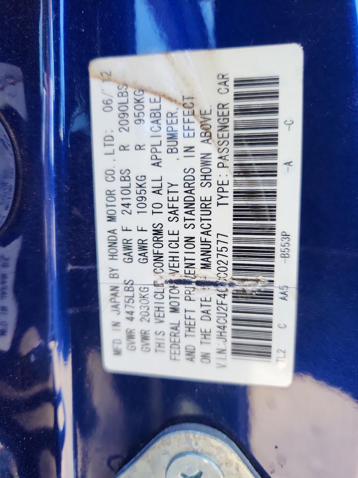 2012 Acura Tsx VIN: JH4CU2F40CC027577 Lot: 89443435