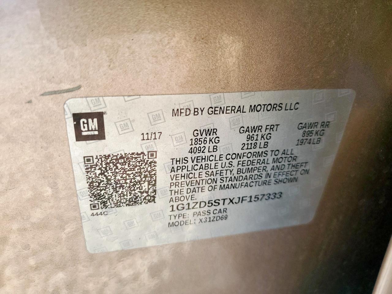 2018 Chevrolet Malibu Lt VIN: 1G1ZD5STXJF157333 Lot: 86248875