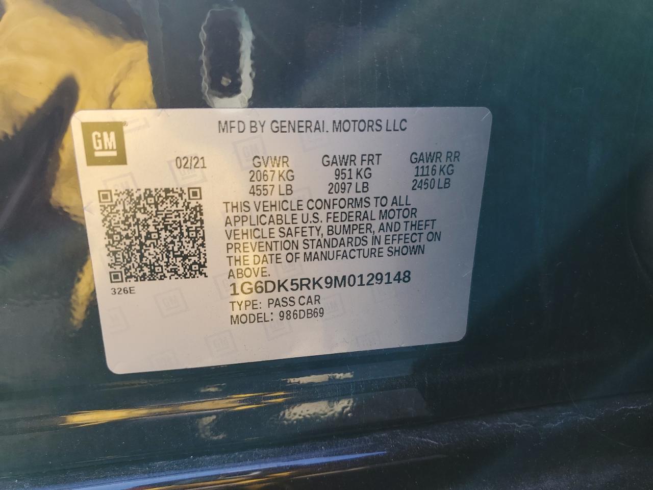 2021 Cadillac Ct4 Luxury VIN: 1G6DK5RK9M0129148 Lot: 90232795