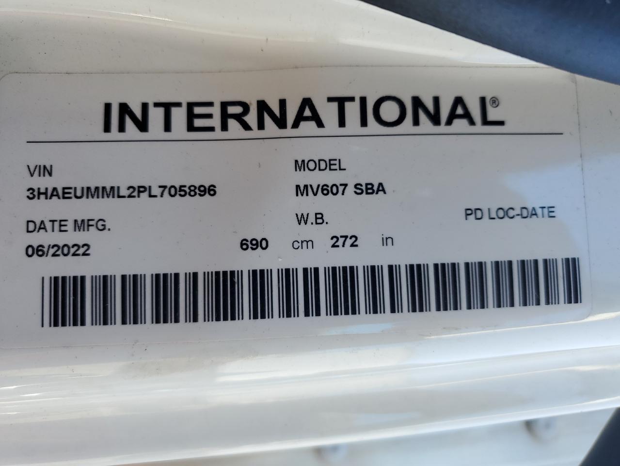 2023 International Mv607 - Expeditor Truck VIN: 3HAEUMML2PL705896 Lot: 81636935
