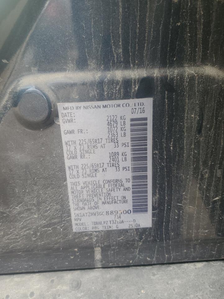 2016 Nissan Rogue S VIN: 5N1AT2MV3GC889300 Lot: 82336575