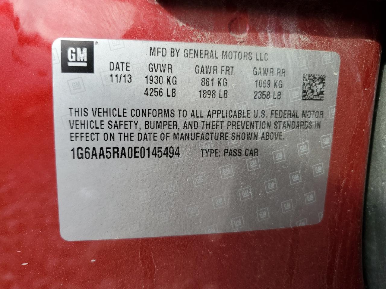 2014 Cadillac Ats VIN: 1G6AA5RA0E0145494 Lot: 86644335