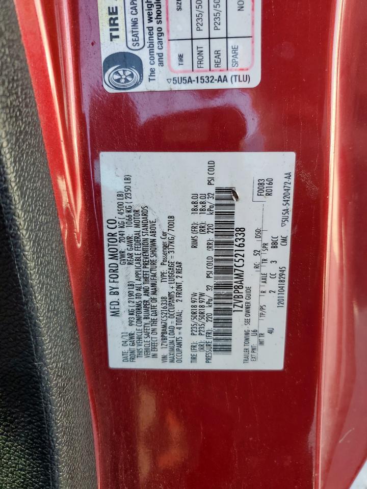 2012 Ford Mustang VIN: 1ZVBP8AM7C5216338 Lot: 84223425