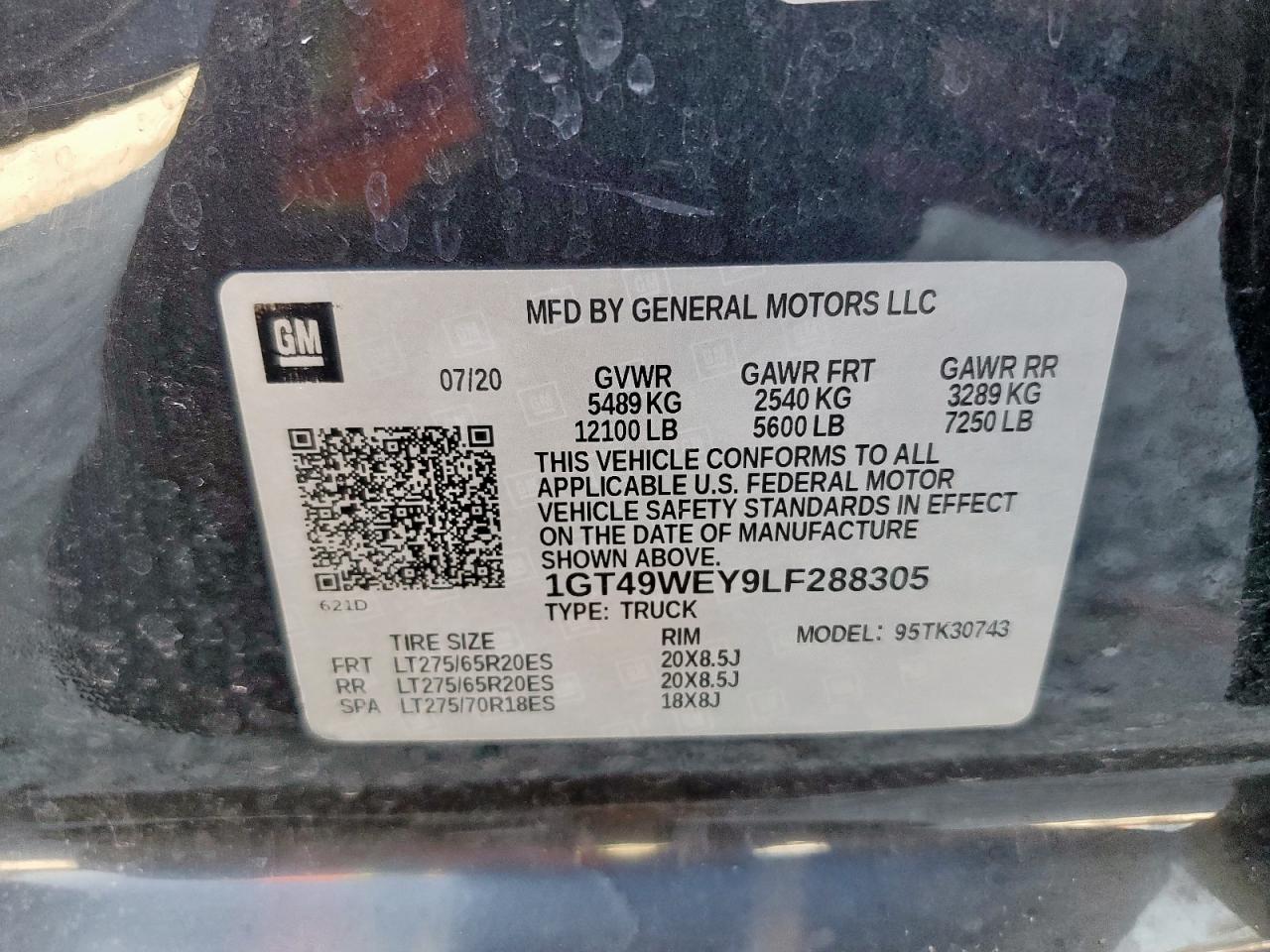 2020 GMC Sierra K3500 Denali VIN: 1GT49WEY9LF288305 Lot: 90263065