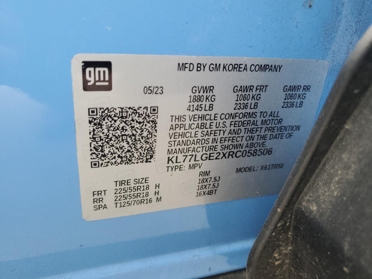 2024 Chevrolet Trax 1Rs VIN: KL77LGE2XRC058506 Lot: 85571135