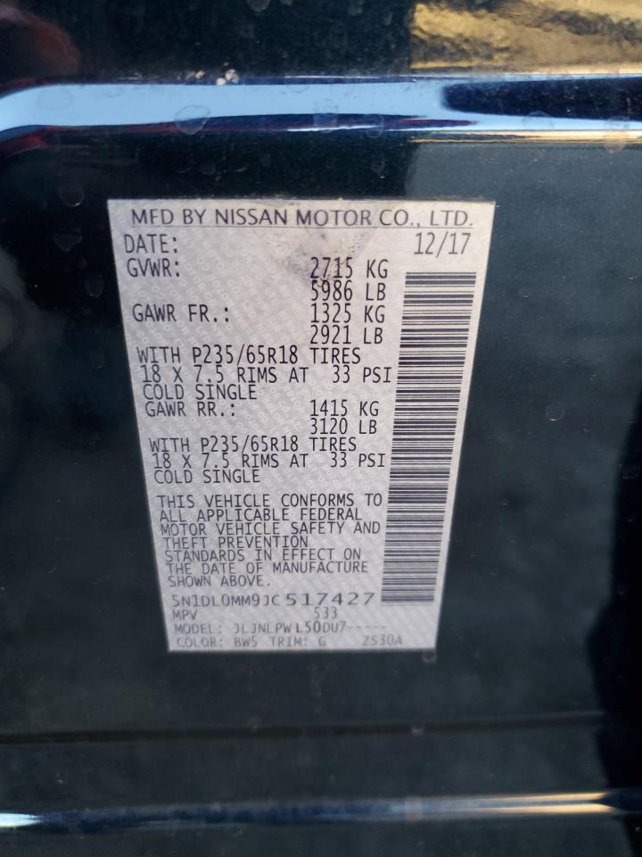 2018 Infiniti Qx60 VIN: 5N1DL0MM9JC517427 Lot: 84653425