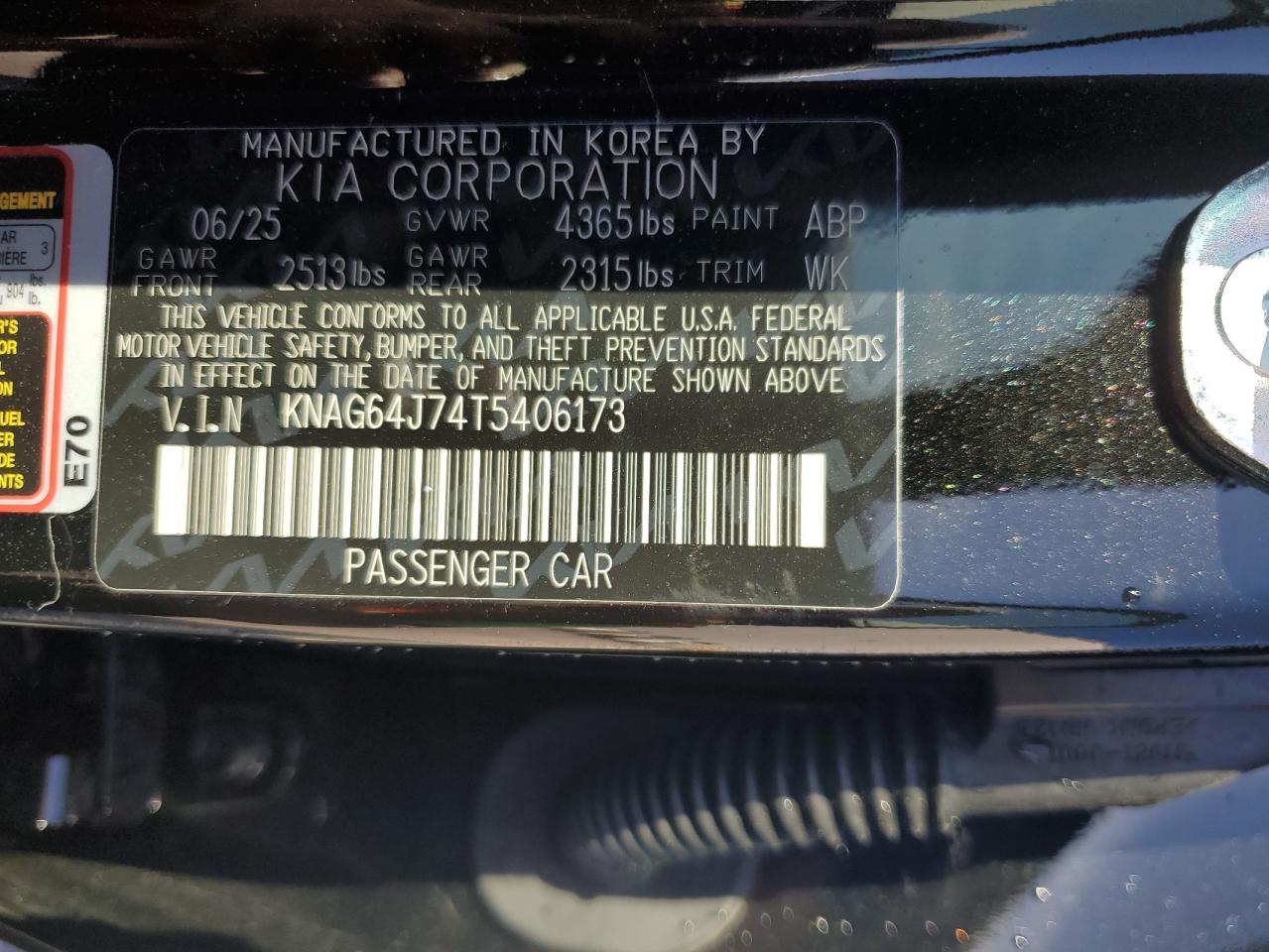 2026 Kia K5 Gt Line VIN: KNAG64J74T5406173 Lot: 89919135