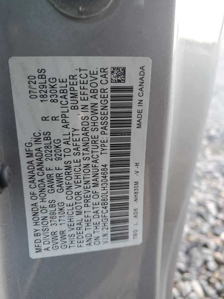 2020 Honda Civic Sport VIN: 2HGFC4B80LH304684 Lot: 85385905