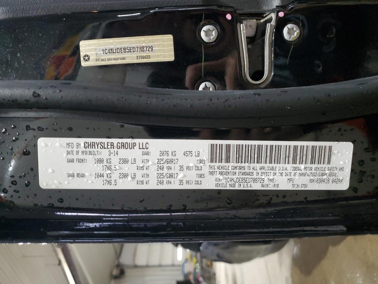 2014 Jeep Compass Latitude VIN: 1C4NJDEB5ED788729 Lot: 85159255