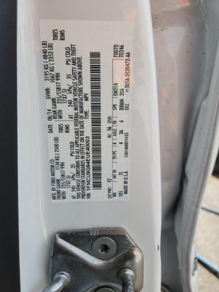 2014 Ford Escape Se VIN: 1FMCU9G94EUE40003 Lot: 90609845