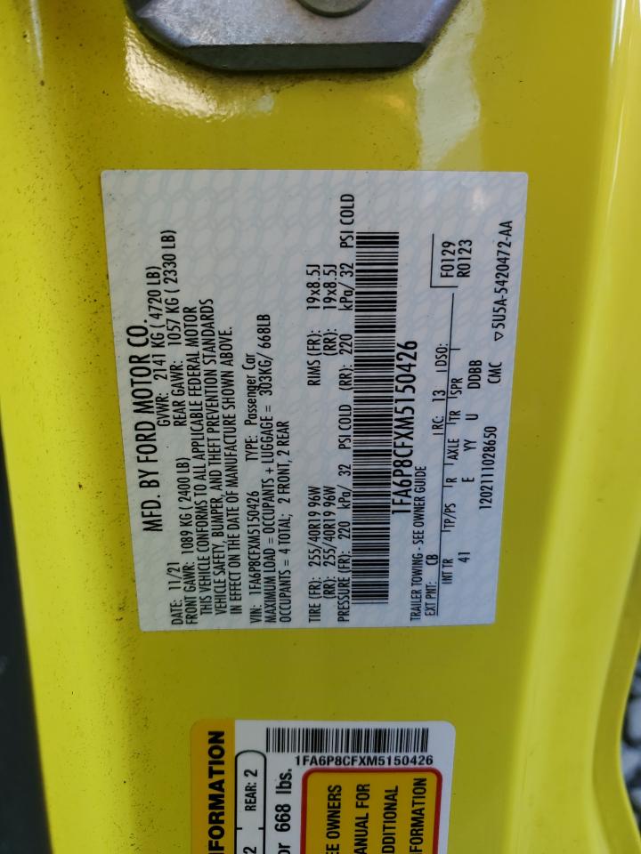 2021 Ford Mustang Gt VIN: 1FA6P8CFXM5150426 Lot: 86844265