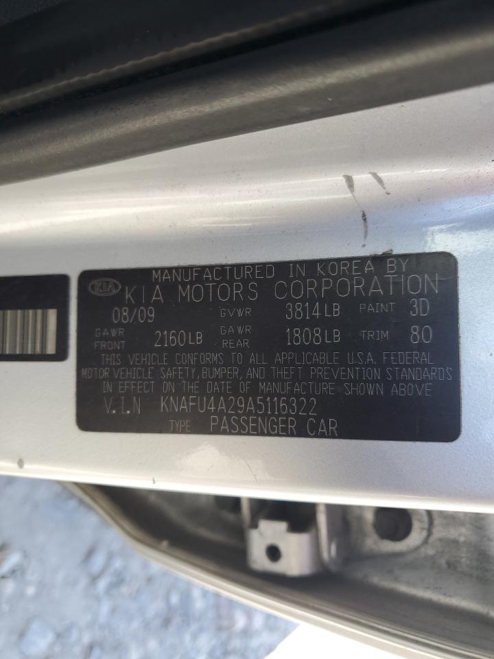 2010 Kia Forte Ex VIN: KNAFU4A29A5116322 Lot: 84597445