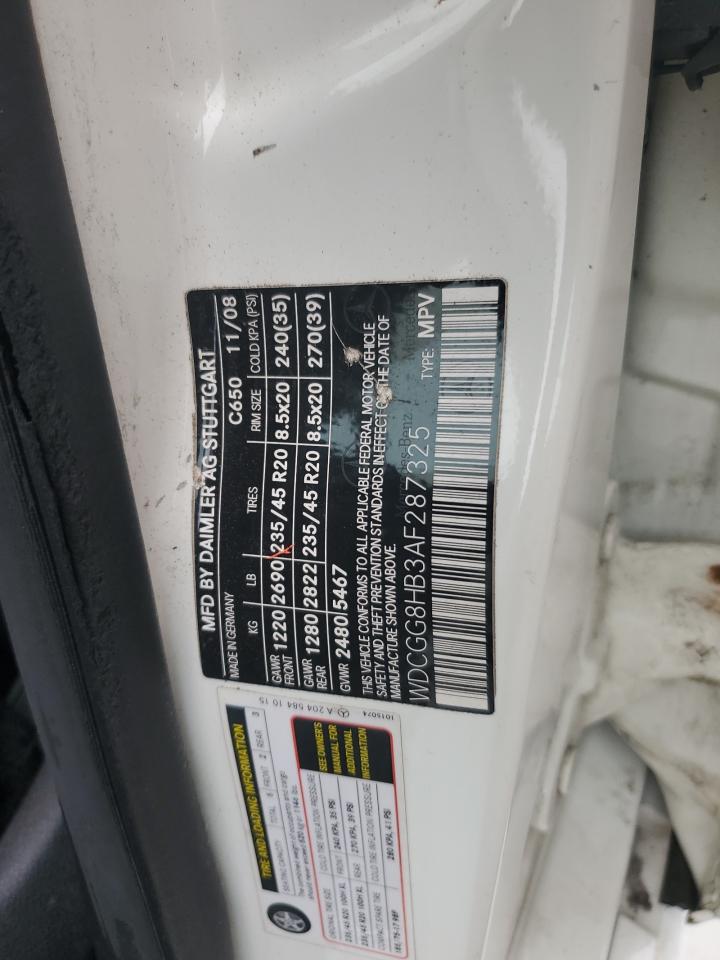 2010 Mercedes-Benz Glk 350 4Matic VIN: WDCGG8HB3AF287325 Lot: 86300205