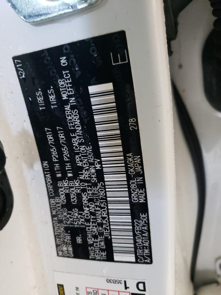 2018 Toyota 4Runner Sr5 VIN: JTEZU5JR0J5178075 Lot: 82738655