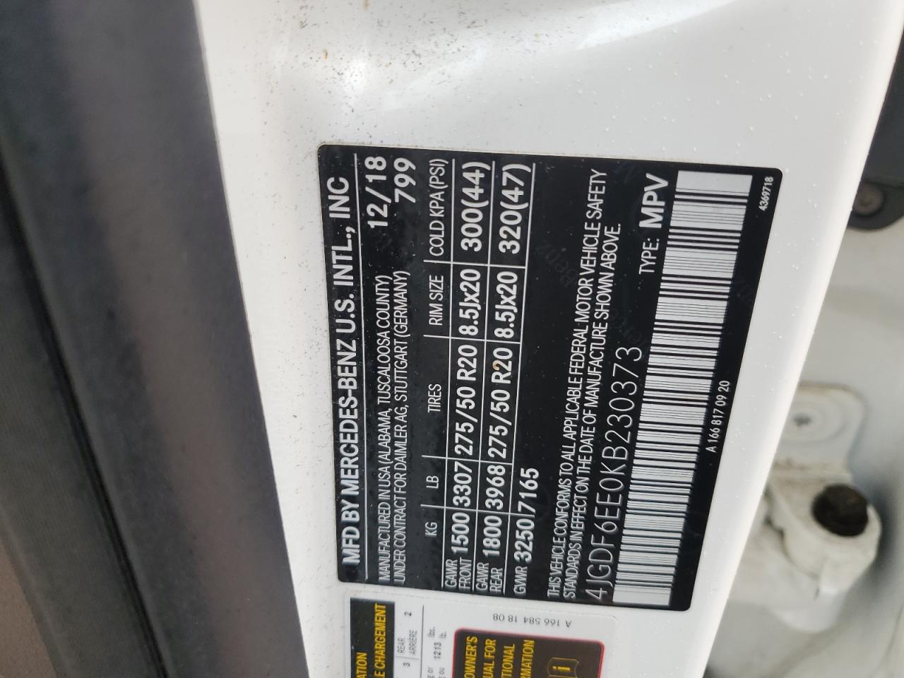 2019 Mercedes-Benz Gls 450 4Matic VIN: 4JGDF6EE0KB230373 Lot: 82682085