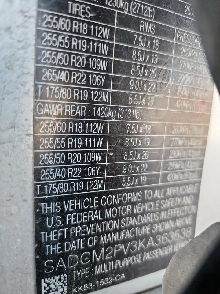 2019 Jaguar F-Pace S VIN: SADCM2FV3KA363538 Lot: 90326335