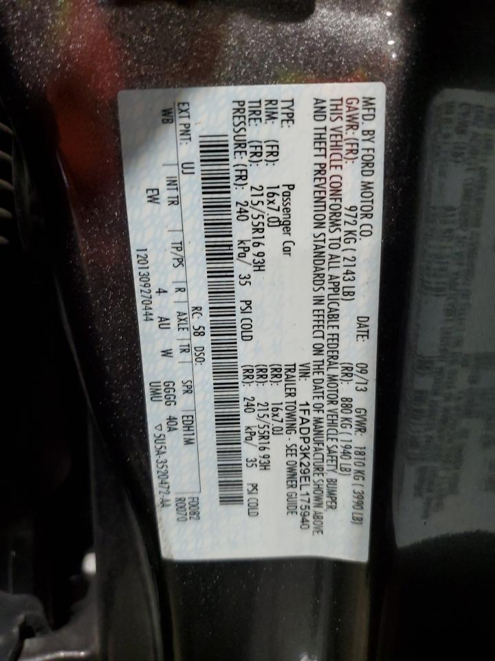 2014 Ford Focus Se VIN: 1FADP3K29EL175940 Lot: 85930285