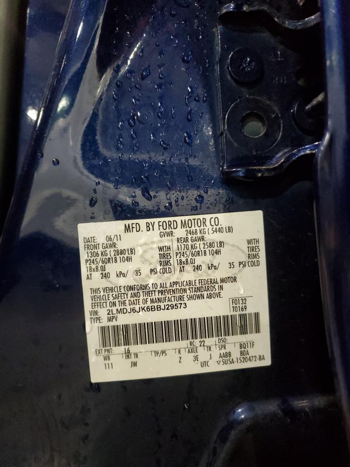 2011 Lincoln Mkx VIN: 2LMDJ6JK6BBJ29573 Lot: 85357675