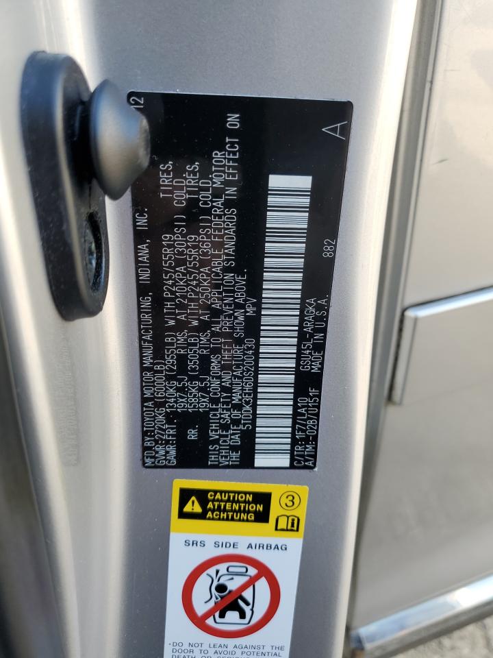 2013 Toyota Highlander Limited VIN: 5TDDK3EH6DS200430 Lot: 80715825