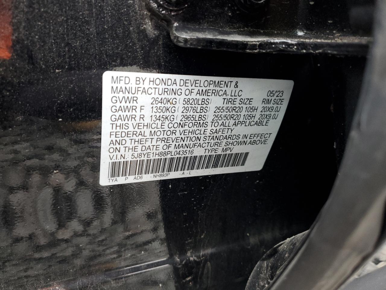 2023 Acura Mdx Advance VIN: 5J8YE1H88PL043516 Lot: 90032355
