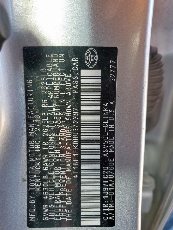 2017 Toyota Camry Le VIN: 4T1BF1FK0HU372797 Lot: 82477345